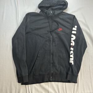 Nike Hoodie Sweatshirt Mens Large Black Tech Fleece Windrunner Full Zip